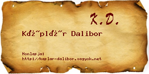 Káplár Dalibor névjegykártya